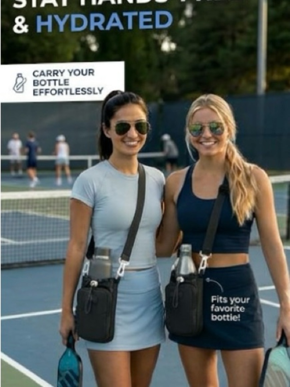 Hands Free Crossbody Water Bottle Bag - Black